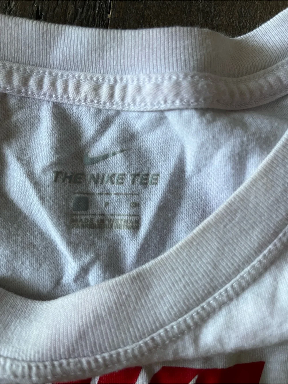 Nike White Cropped Tee with Red Logo Small